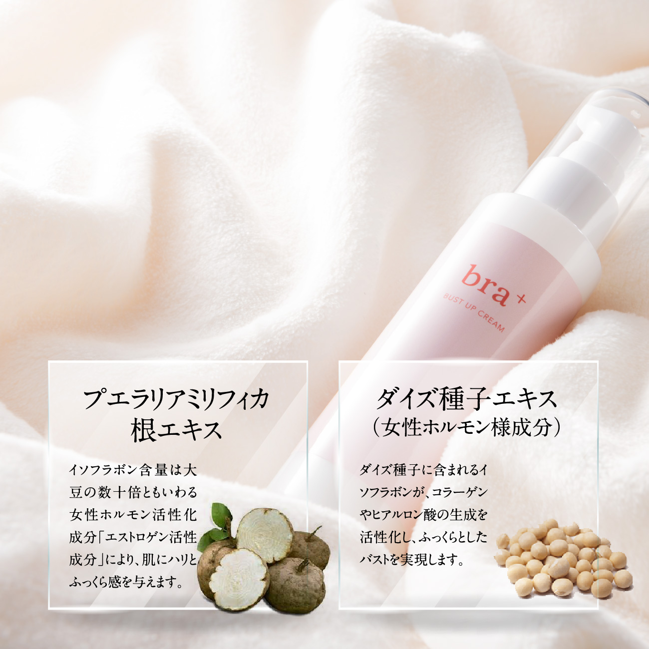 プエラリアミリフィカ根エキス ダイズ種子エキス（女性ホルモン様成分）