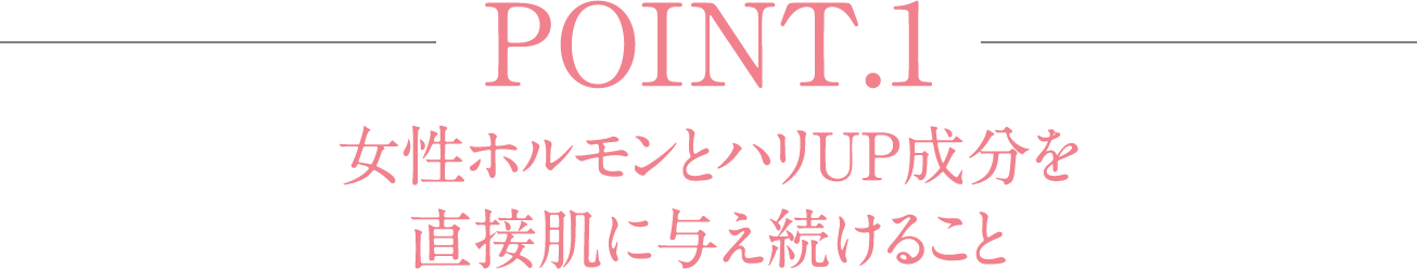 POINT.1 女性ホルモンとハリUP成分を直接肌に与え続けること